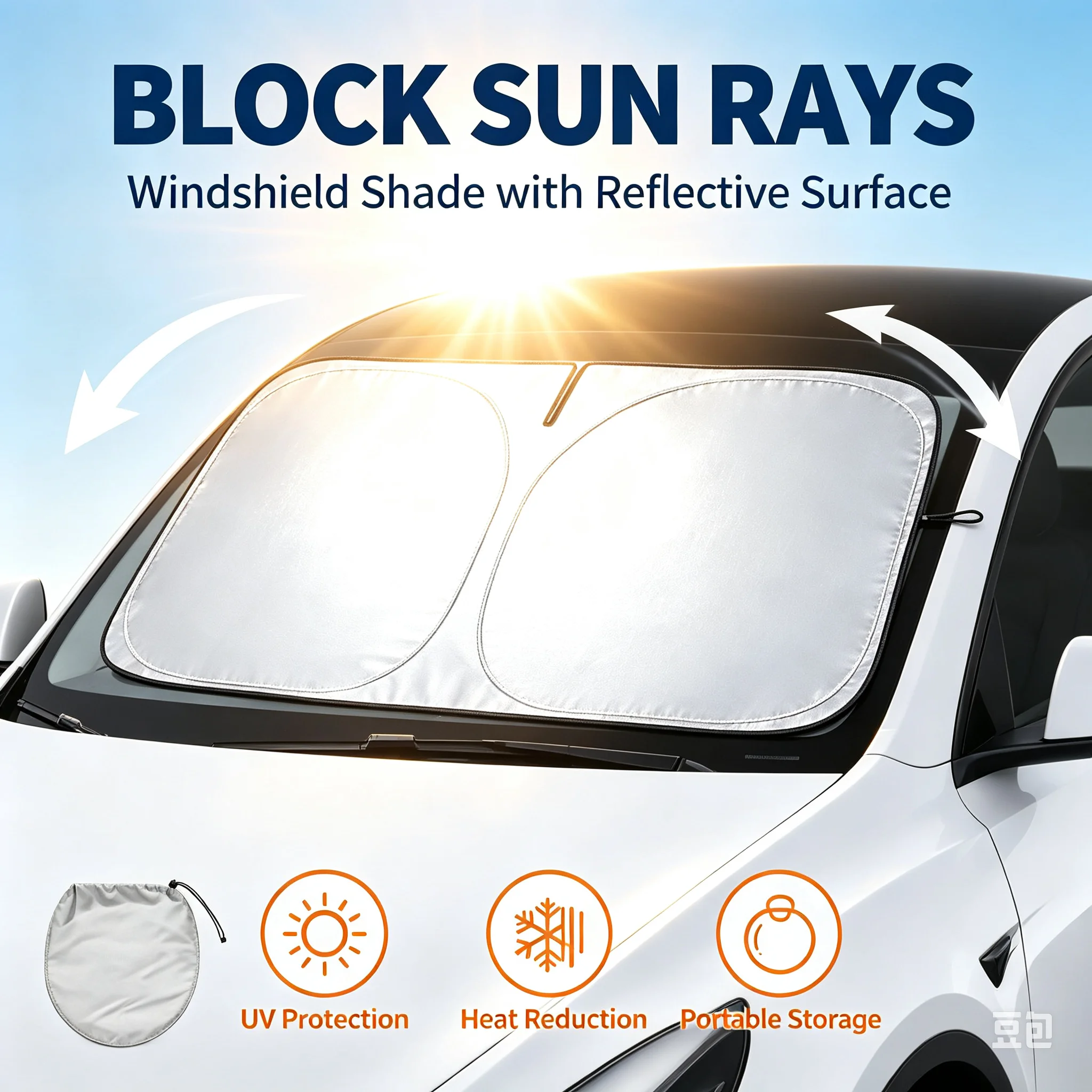 Windshield Sun Shade - 車のサンバイザー、フロントガラス用サンシェード、断熱、夏の冷却、自動車アクセサリー、物理冷却