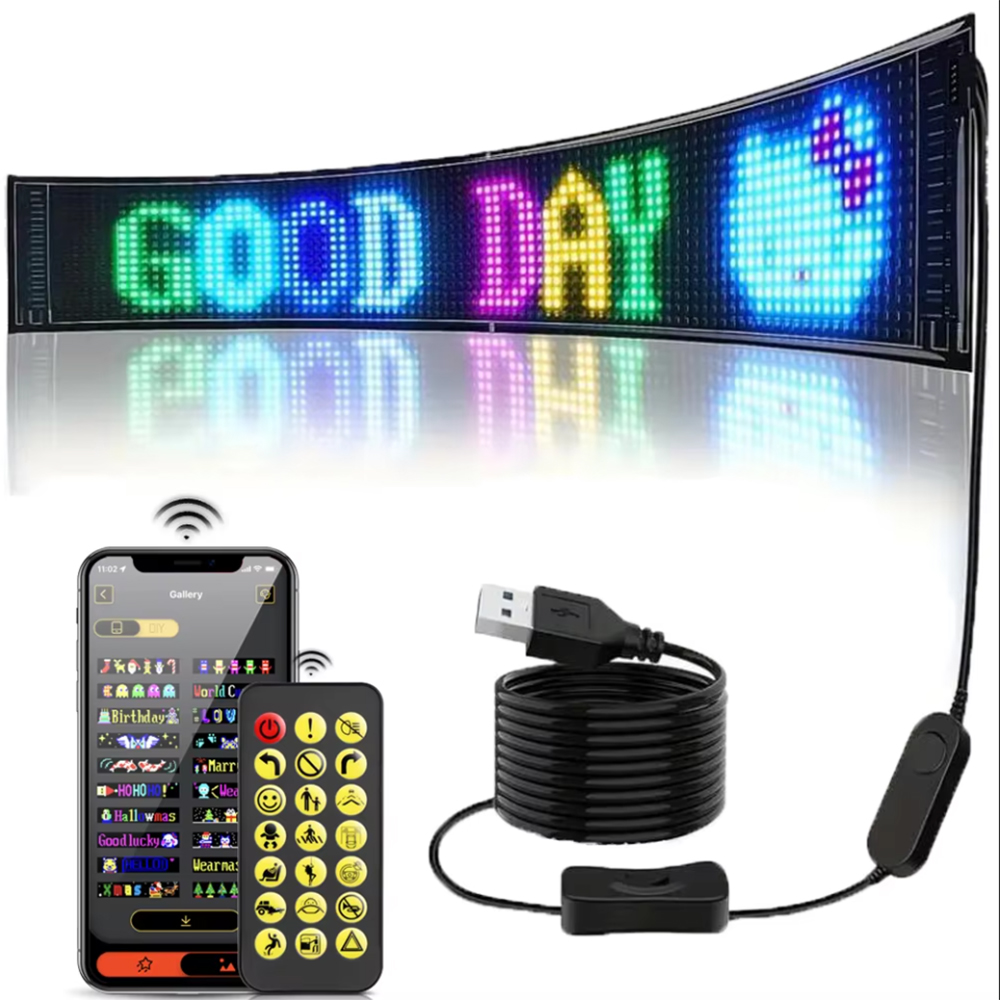 Car Led Light - 16x96 LED マトリックスピクセルパネル、スクロール式明るい広告 LED サインライト、USB フレキシブル