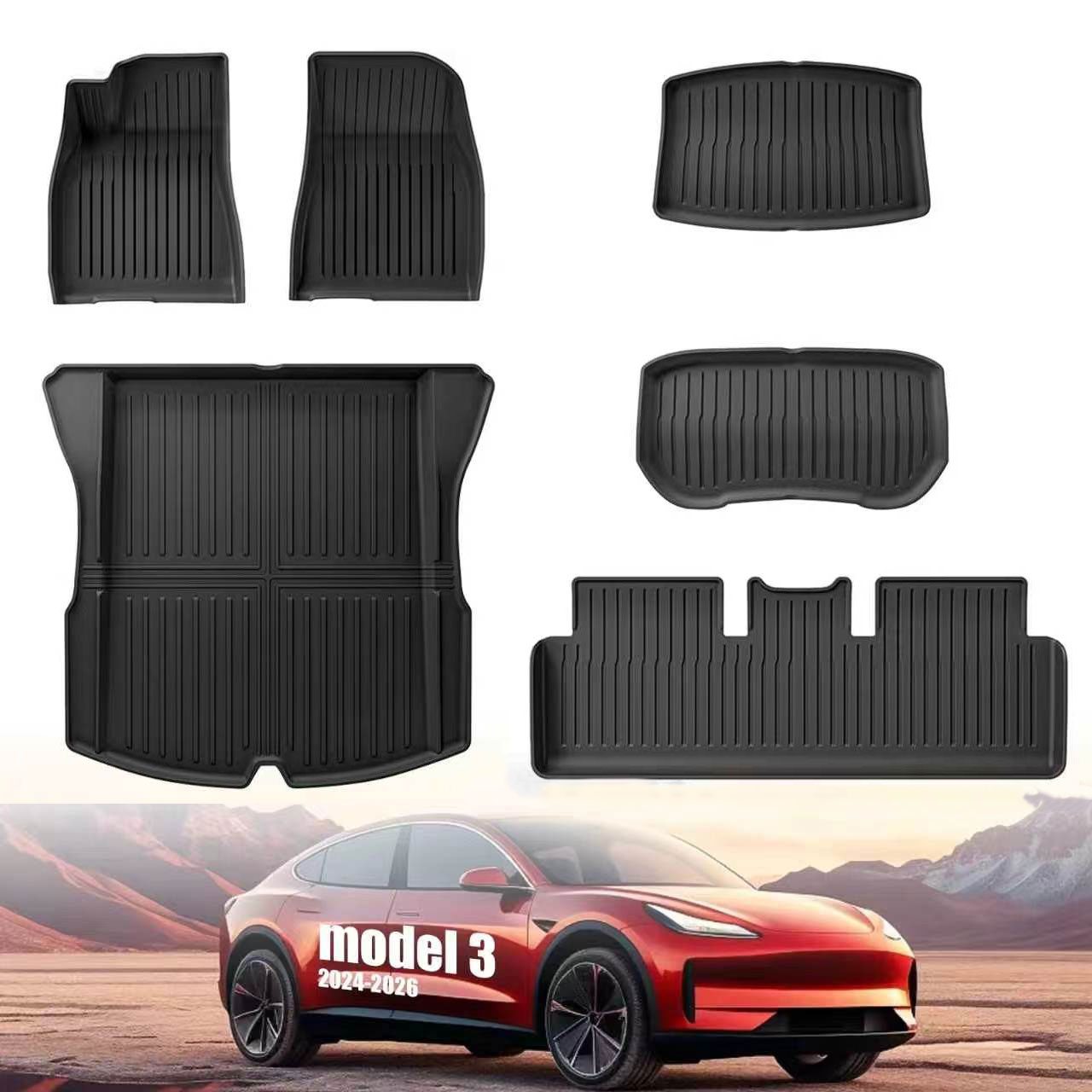 Car Floor Mat - 2024‑2026 モデル 3 ハイランド TPE 全天候型フロアマット