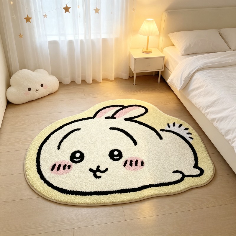 Car Floor Mat - ちいかわ！！！漫画ラグ アニメ ハチワレウサギ ぬいぐるみフロアマット バスルーム用滑り止めカーペット 車用クッション