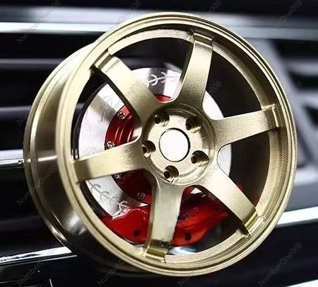 Car Air Freshener - TE37ホイールリムモデルカーエアフレッシュナー回転式合金ベントクリップアルミホイールオーナメント