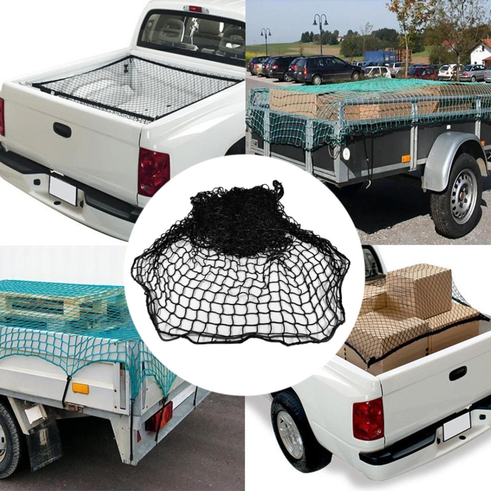 Car Organizer - ブラックメッシュ製、多目的収納ネット。車のトランク、ピックアップトラックの荷台、SUVのルーフに取り付け可能。