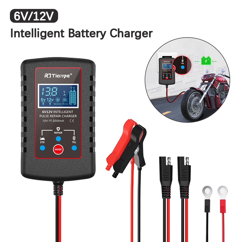 Car Charger - スマートバッテリー充電器オートバイ芝刈り機車用自動フロート充電器 6V 12V スイッチ ASE アダプターケーブル複数の保護