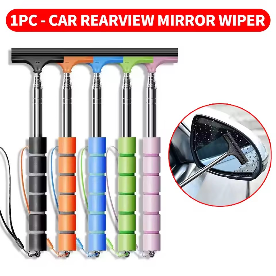 Car Wiper - バックミラーフロントガラスワイパー格納式ポータブルゴムスキージクリーニングツール部品車の雨除去剤自動車アクセサリー用