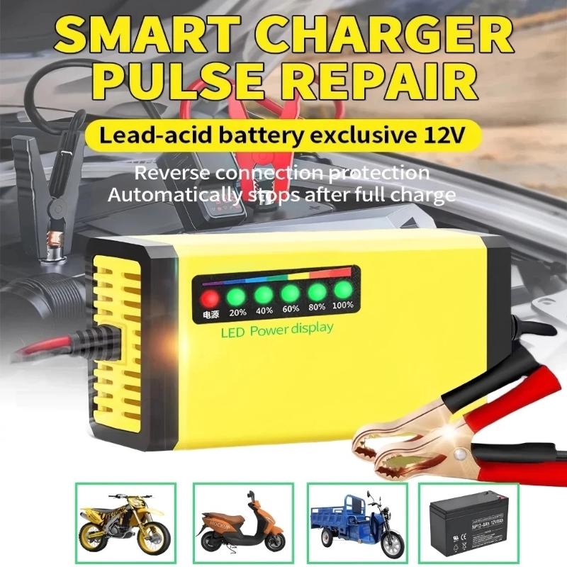 Car Charger - 12V 4AH～20AH対応 車載バッテリー充電器 220V電源 パルス充電機能付き 湿式・乾式鉛蓄電池対応