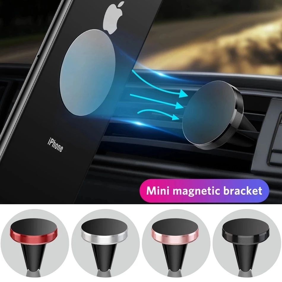 Car Phone Holder - 車載用マグネット式携帯電話ホルダー、iPhone 14、13、Samsung対応、車内エアコン吹き出し口取り付け型モバイル携帯電話ホルダースタンド