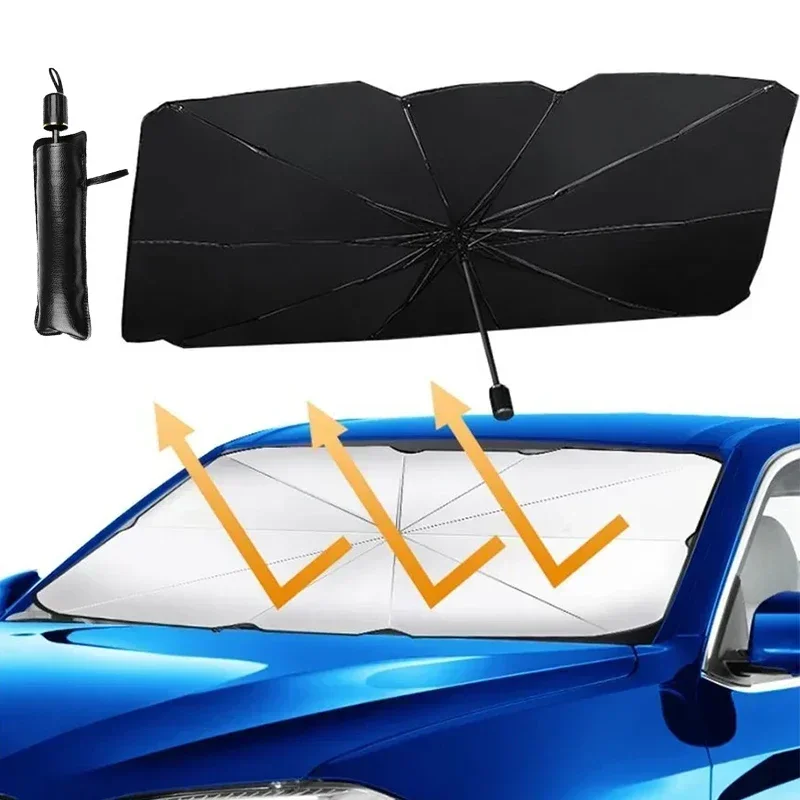 Windshield Sun Shade - 1個入り 車用サンシェード傘 サンシェードプロテクター フロントパラソル 夏用日よけ インテリアフロントガラス保護アクセサリー