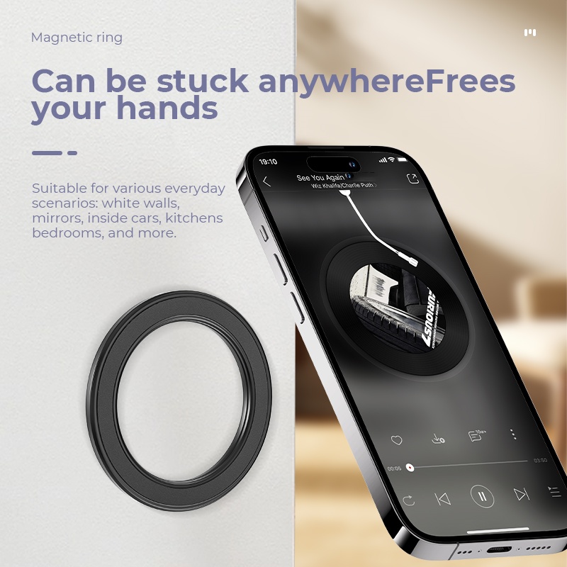 Car Phone Holder - MagSafe対応 強力マグネットリング式スマホホルダー 粘着マグネット壁掛け携帯電話マウント 車載ダッシュボードマウント iPhone 15用