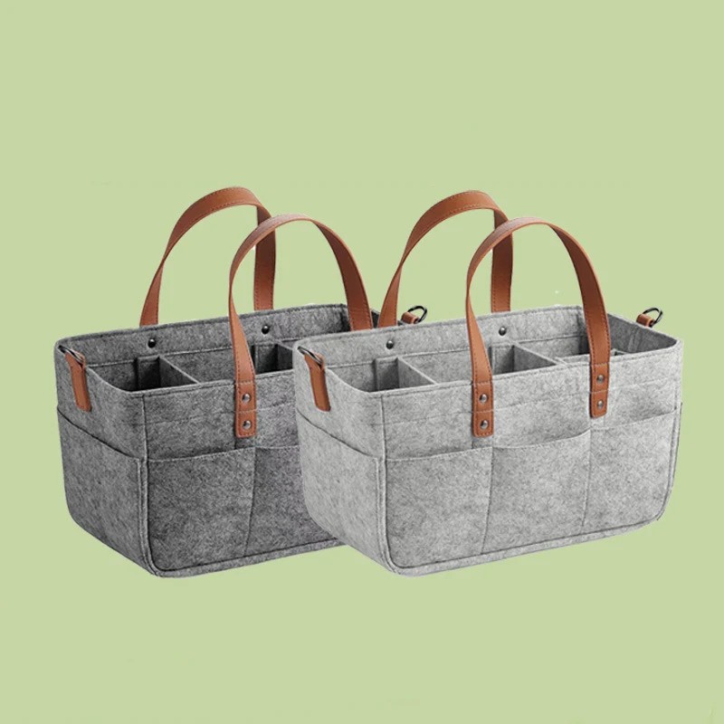 Car Organizer - おむつキャディー 保育園オーガナイザー フェルト製 多層 ベビーカー収納バッグ ポータブルハンドル