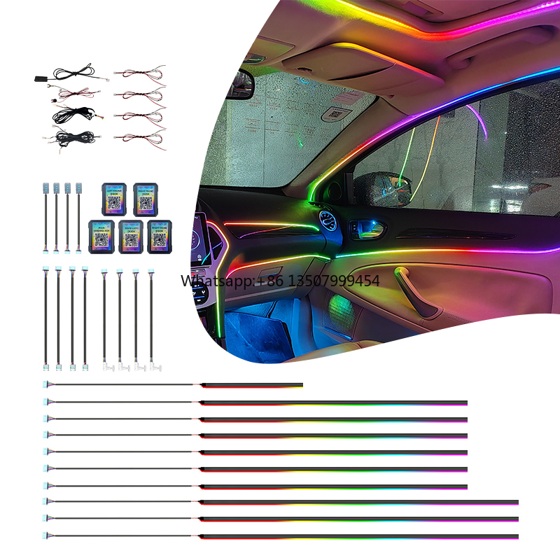 Car Led Light - OEM工場カスタムカーインテリアライト 車内雰囲気照明キット 18/22 in 1 RGBダイナミックシンフォニー雰囲気LEDライトキット