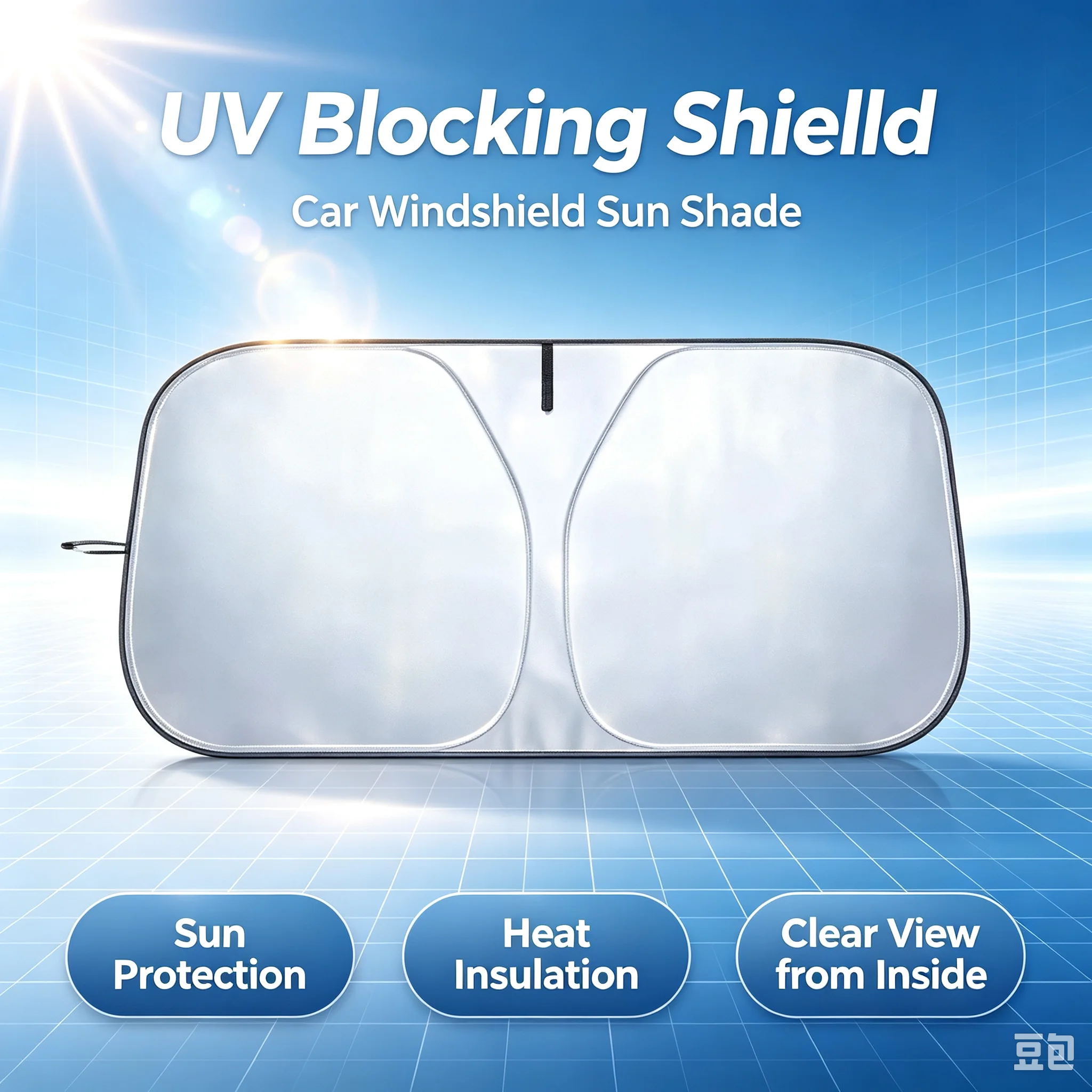 Windshield Sun Shade - 車のフロントウィンドウサンシェード UV保護シェード サンプロテクター フロントガラスバイザーカバー 自動車カーテン サンシェードアクセサリー