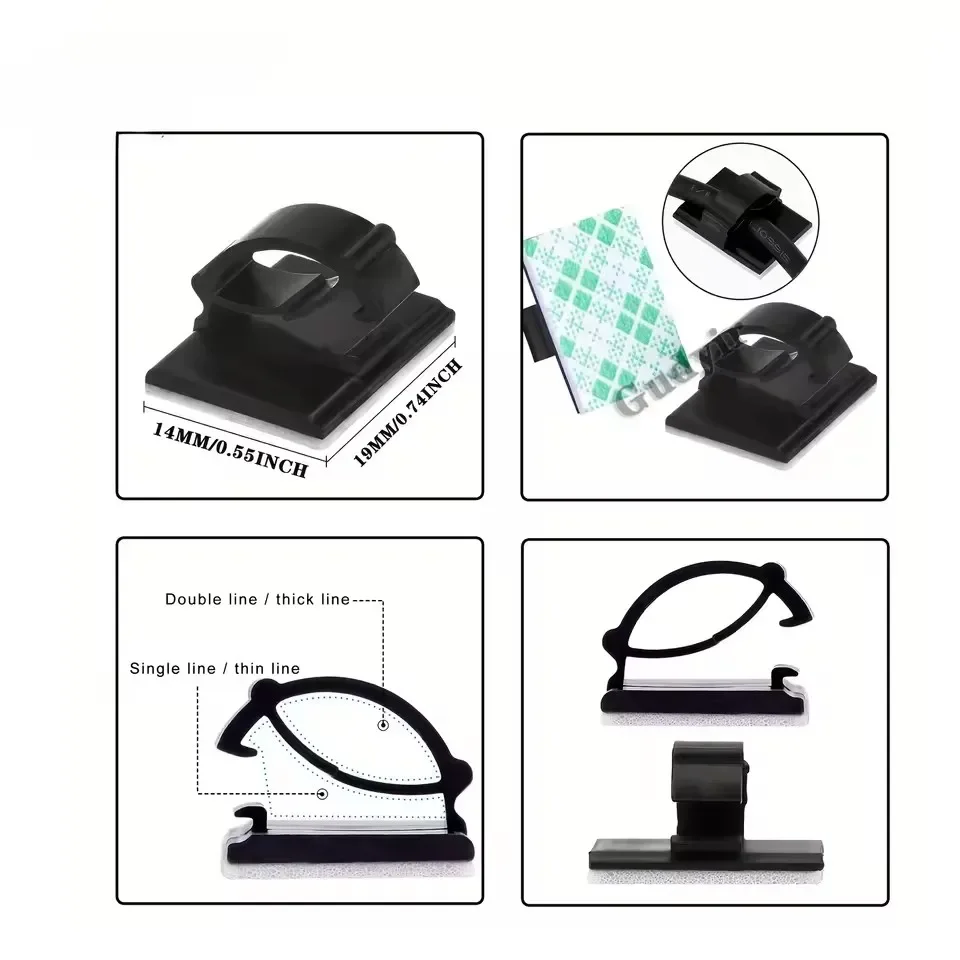 粘着式カーケーブル充電ケーブル固定具、ワイヤークリップ、壁掛 - Car Organizer のレビューと価格