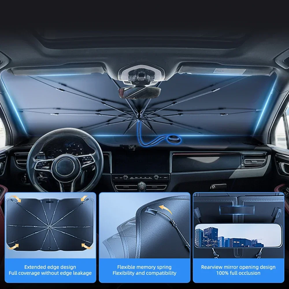 車のフロントガラス用サンシェード、折りたたみ式傘型日よけ、U - Windshield Sun Shade のレビューと価格