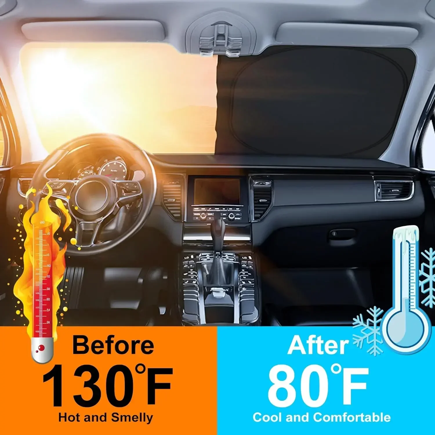 新しい夏用車フロントウィンドウサンシェードカバー、サンシェー - Windshield Sun Shade のレビューと価格
