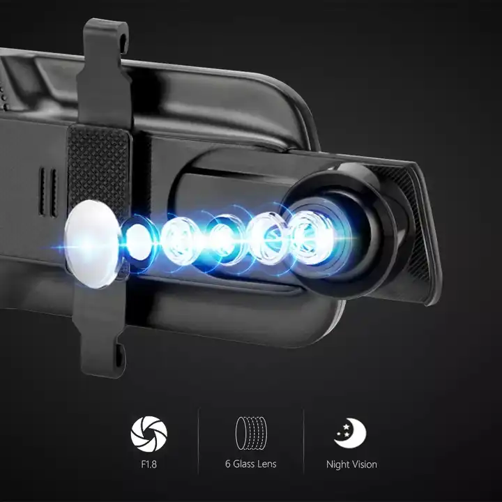 10インチミラーダッシュカムナイトビジョン1080P FHD - Car Mirror のレビューと価格