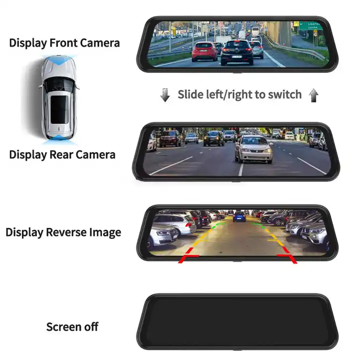 10インチミラーダッシュカムナイトビジョン1080P FHD - Car Mirror のレビューと価格