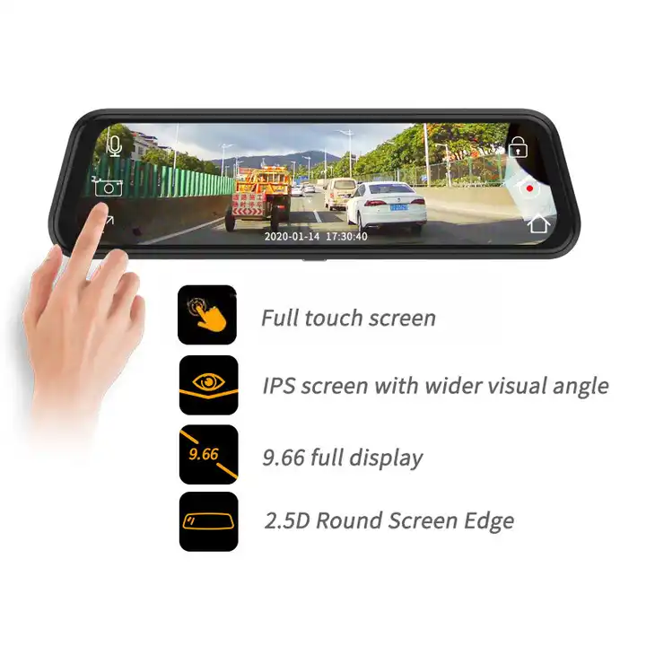 10インチミラーダッシュカムナイトビジョン1080P FHD - Car Mirror のレビューと価格