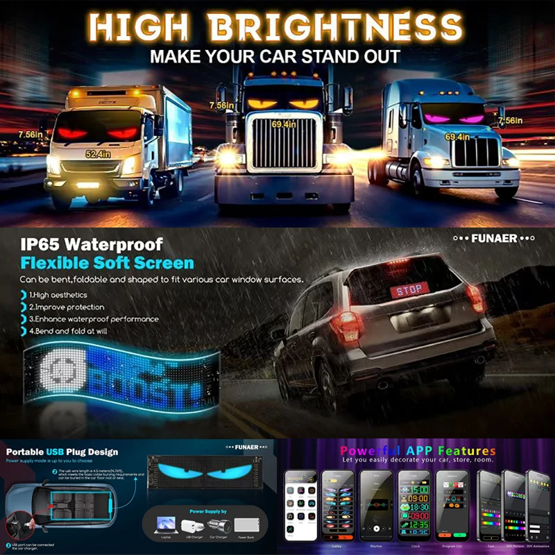 LEDディスプレイ トラックアイ カーサイン Bluetoo - Car Led Light のレビューと価格