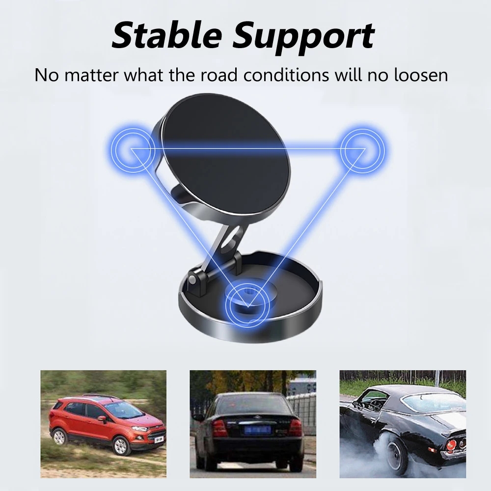 強力マグネット式携帯電話スタンド 720 °   折りたたみ - Car Phone Holder のレビューと価格