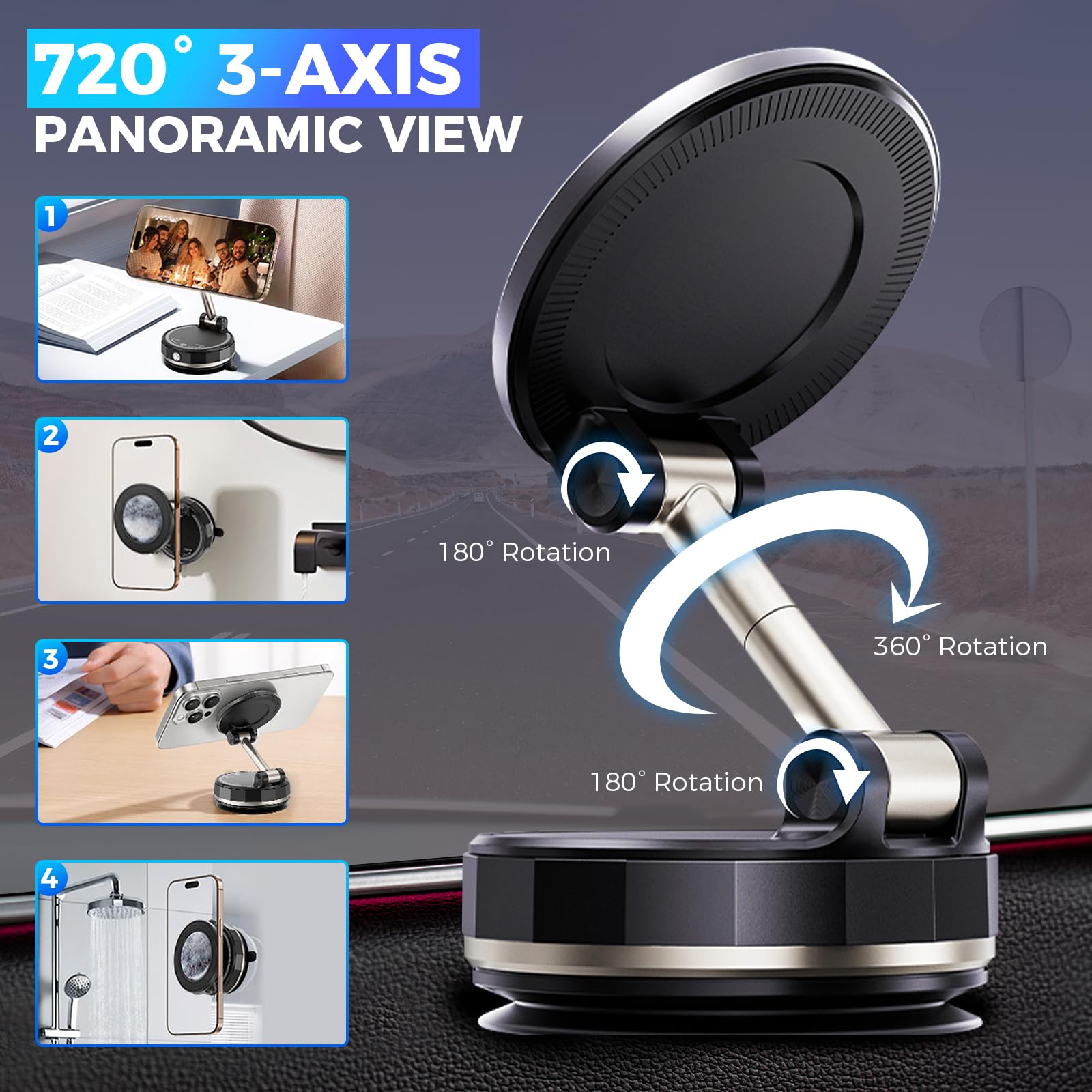 真空吸着式磁石付きカーフォンマウント。N52強力磁石を使用し - Car Vacuum のレビューと価格