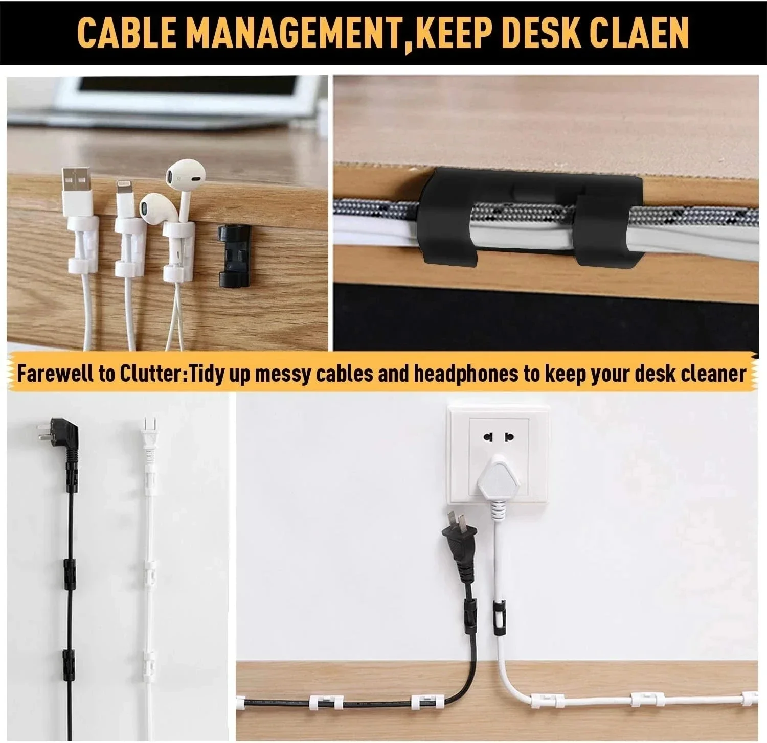 ケーブルクリップ、配線整理用、コードホルダー、自己粘着式ケー - Car Cable Organizer のレビューと価格