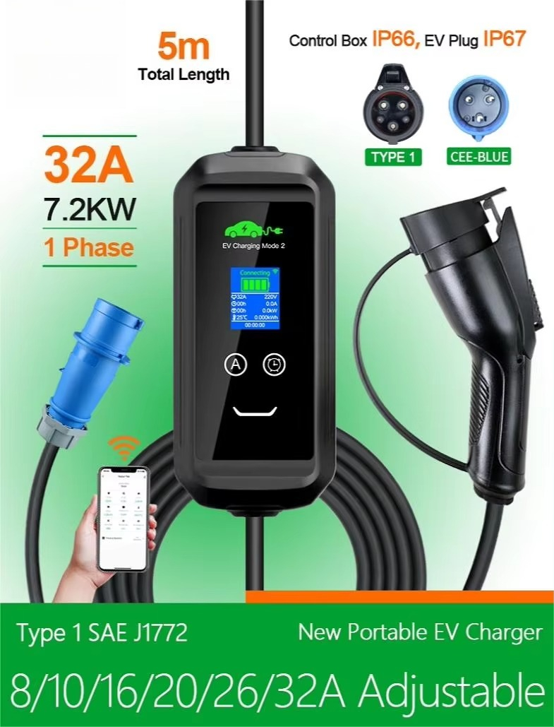 カスタムUSA ACポータブルEV充電器 J1772プラグ  - Car Charger のレビューと価格