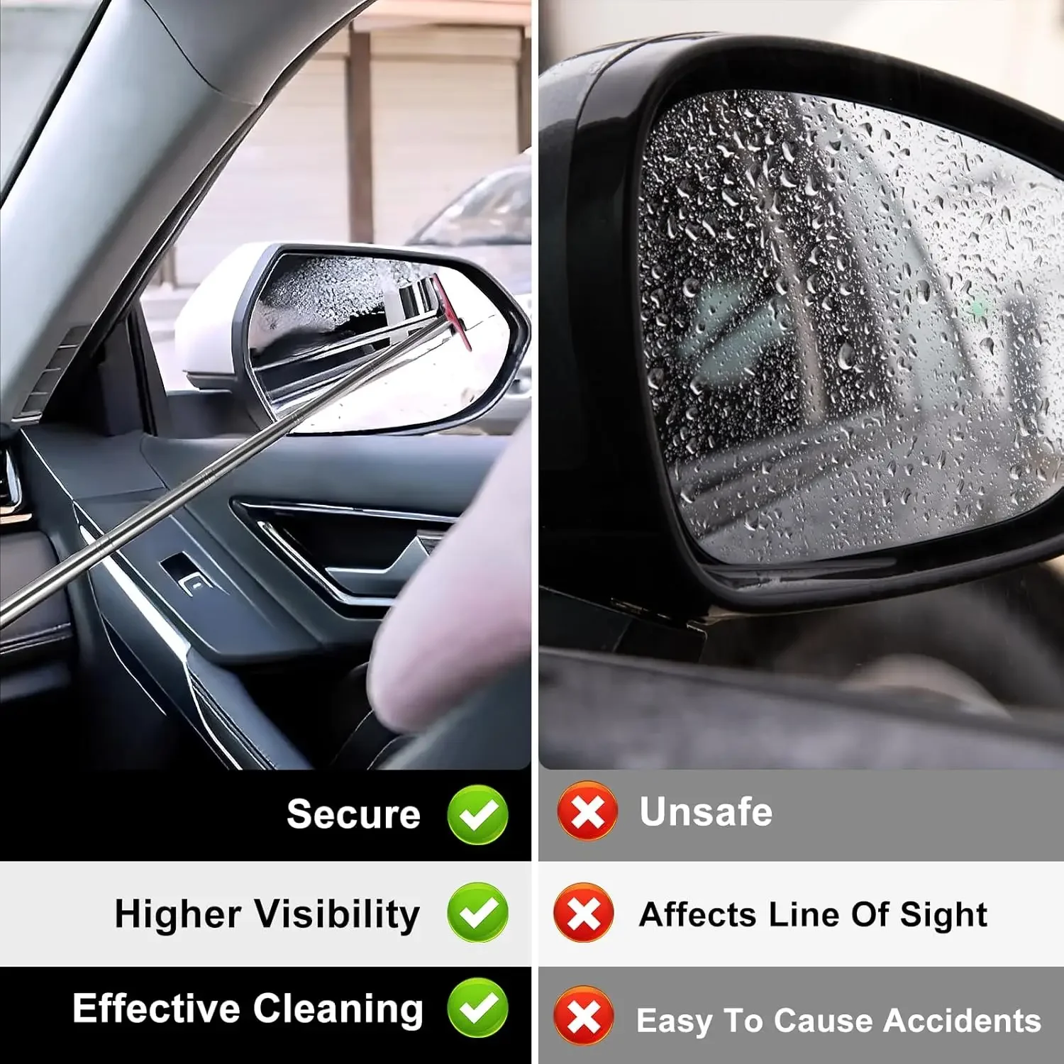 バックミラーフロントガラスワイパー格納式ポータブルゴムスキー - Car Wiper のレビューと価格