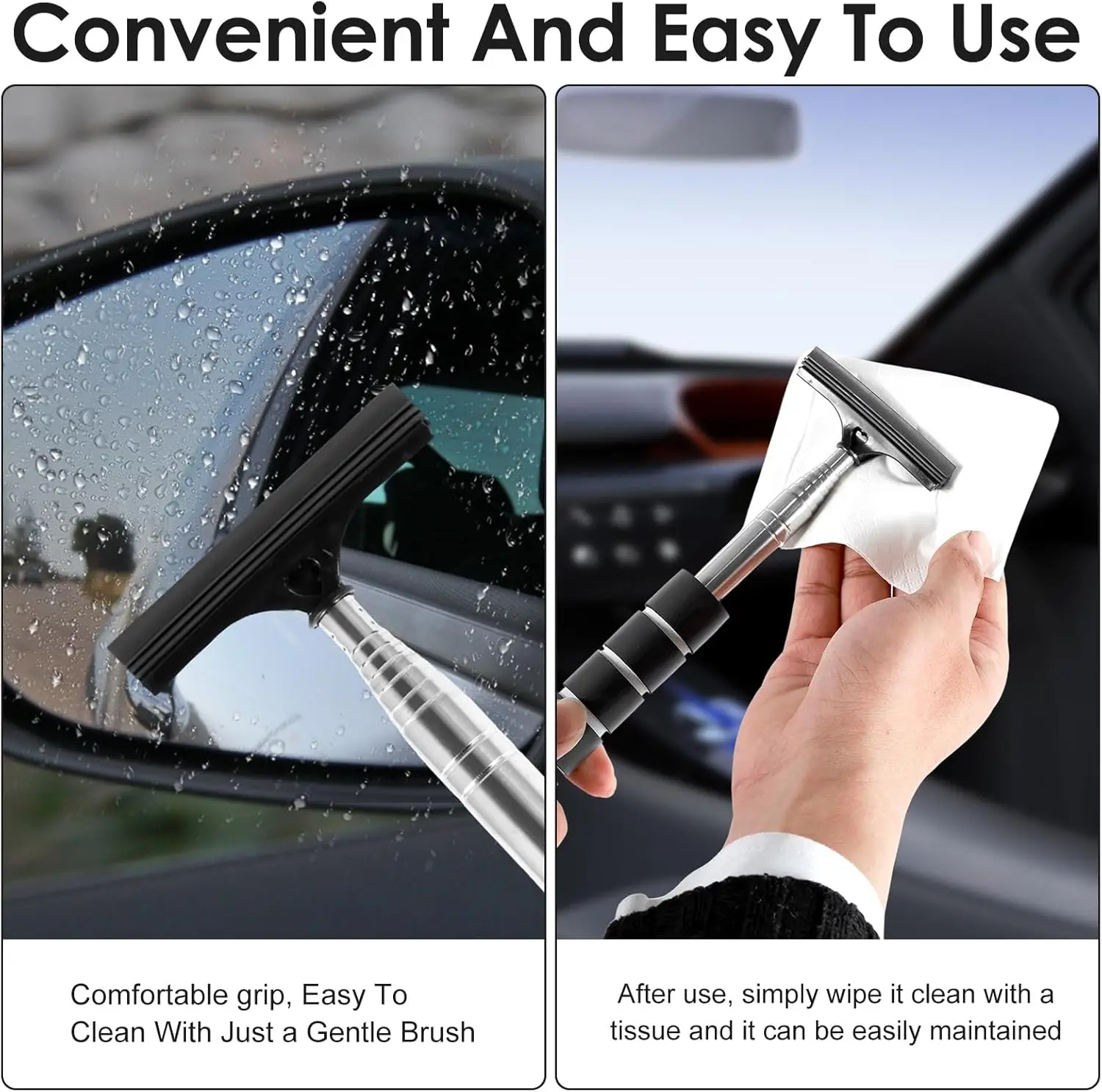 バックミラーフロントガラスワイパー格納式ポータブルゴムスキー - Car Wiper のレビューと価格