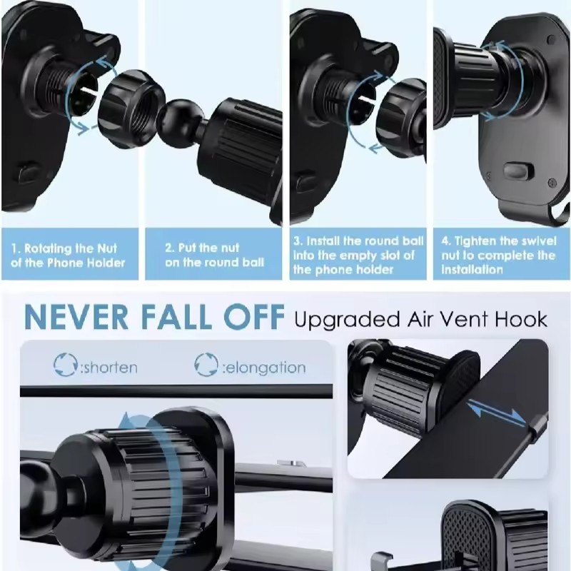 ユニバーサルカーフックベースフォンホルダー 重力式モバイルス - Car Phone Holder のレビューと価格