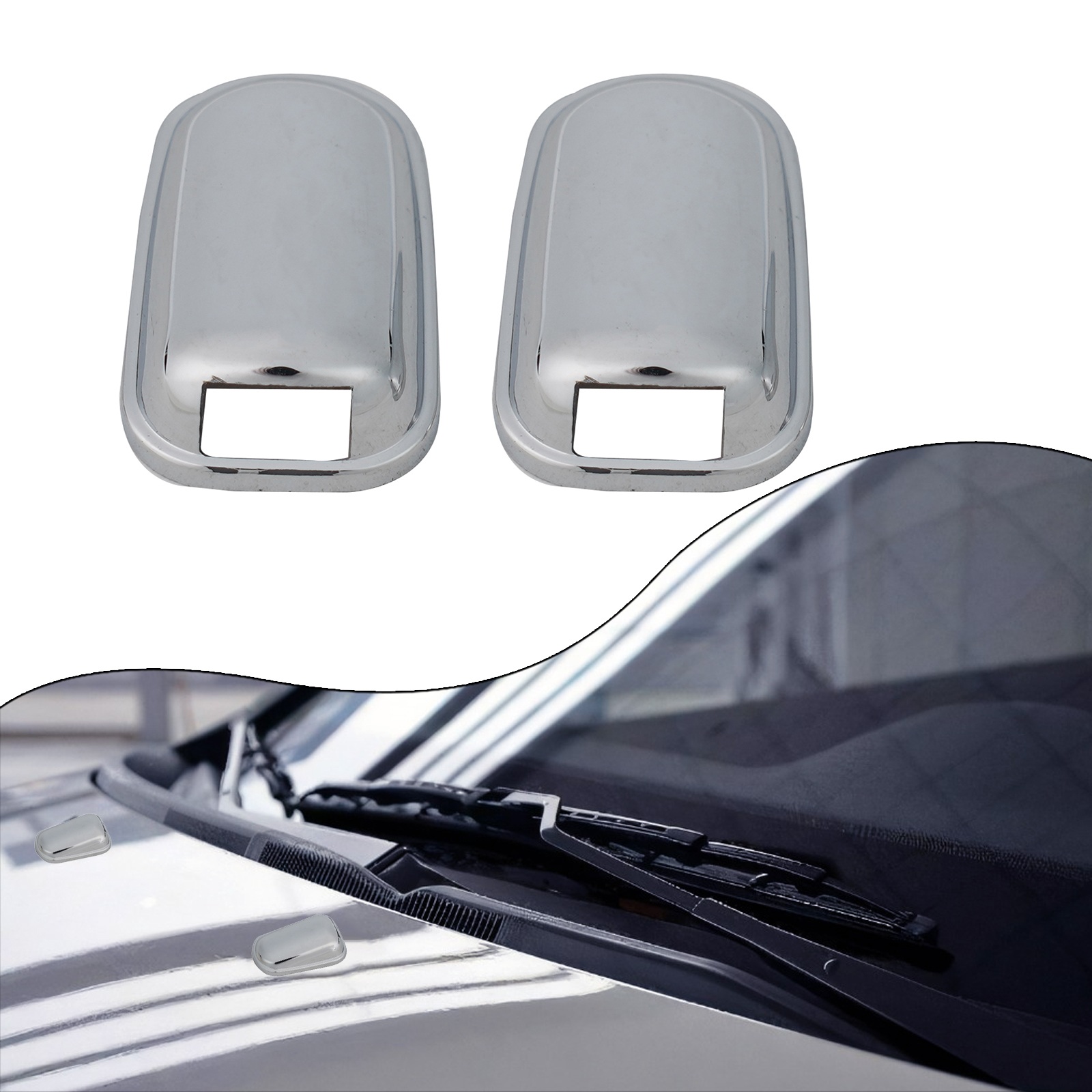 2 個車のクロームフロントガラスウォッシャーキャップワイパー - Car Wiper のレビューと価格