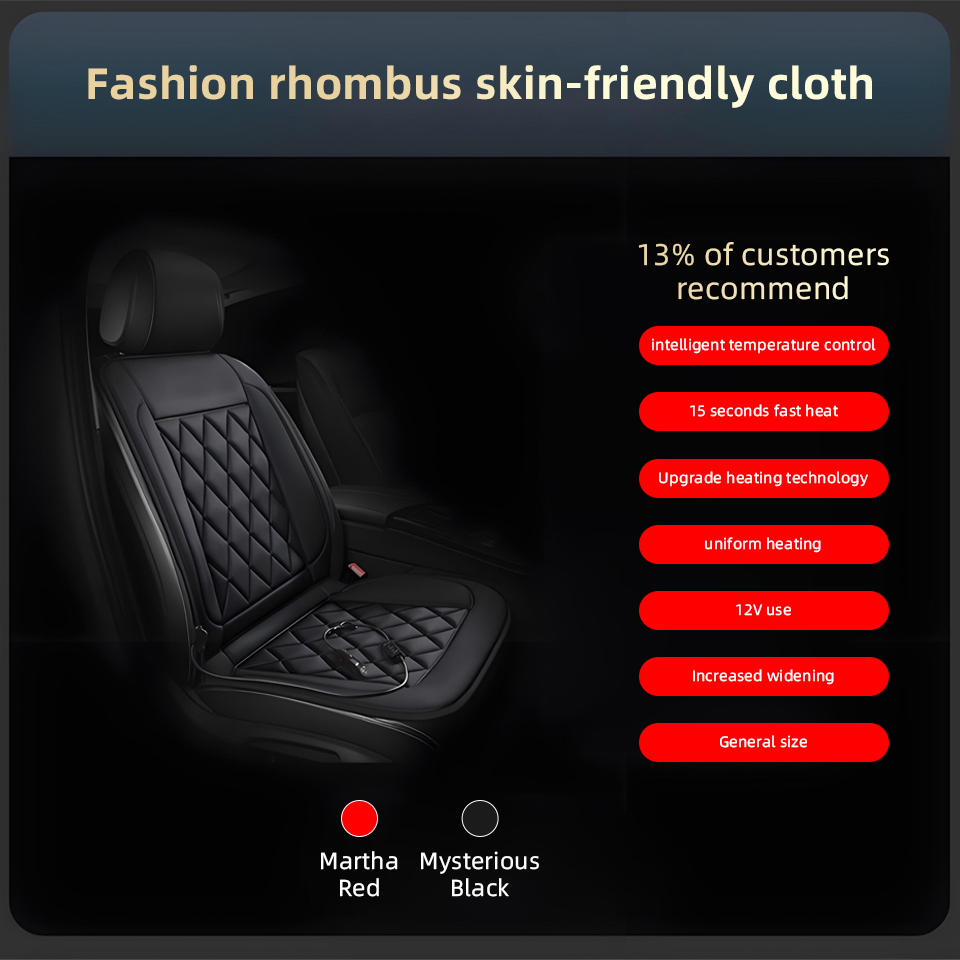 12V ユニバーサルカーヒートシートクッション 急速加熱カー - Car Seat Cover のレビューと価格