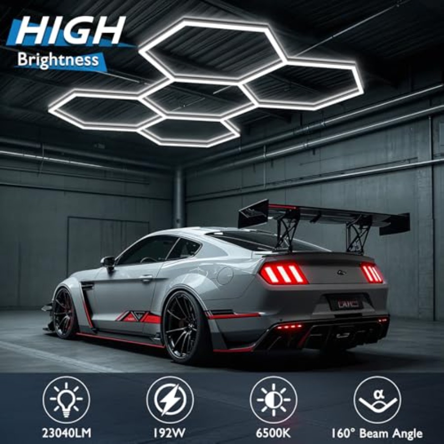 六角形ガレージライト、LEDハニカムライト天井照明、192W - Car Led Light のレビューと価格