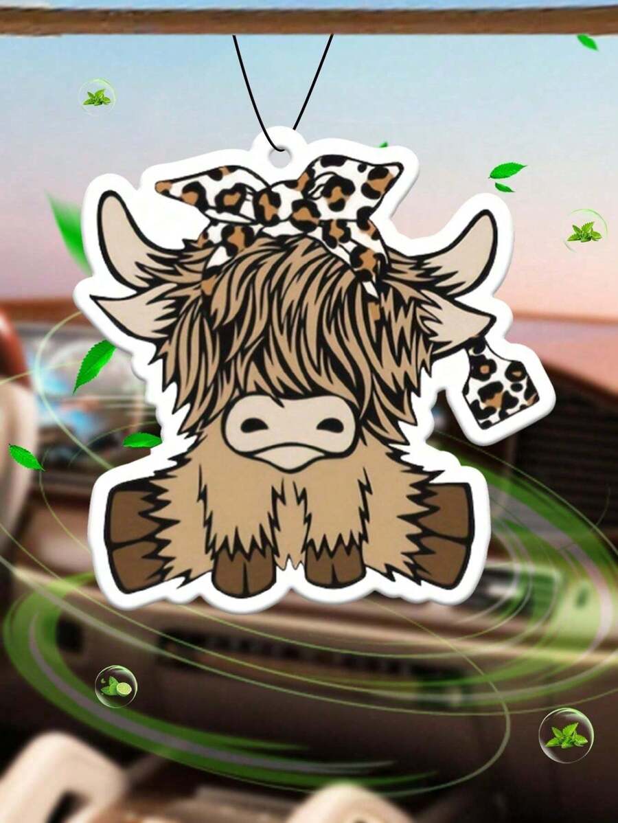 漫画風ハイランドカウ車用芳香剤、バックミラーインテリア用吊り - Car Air Freshener のレビューと価格