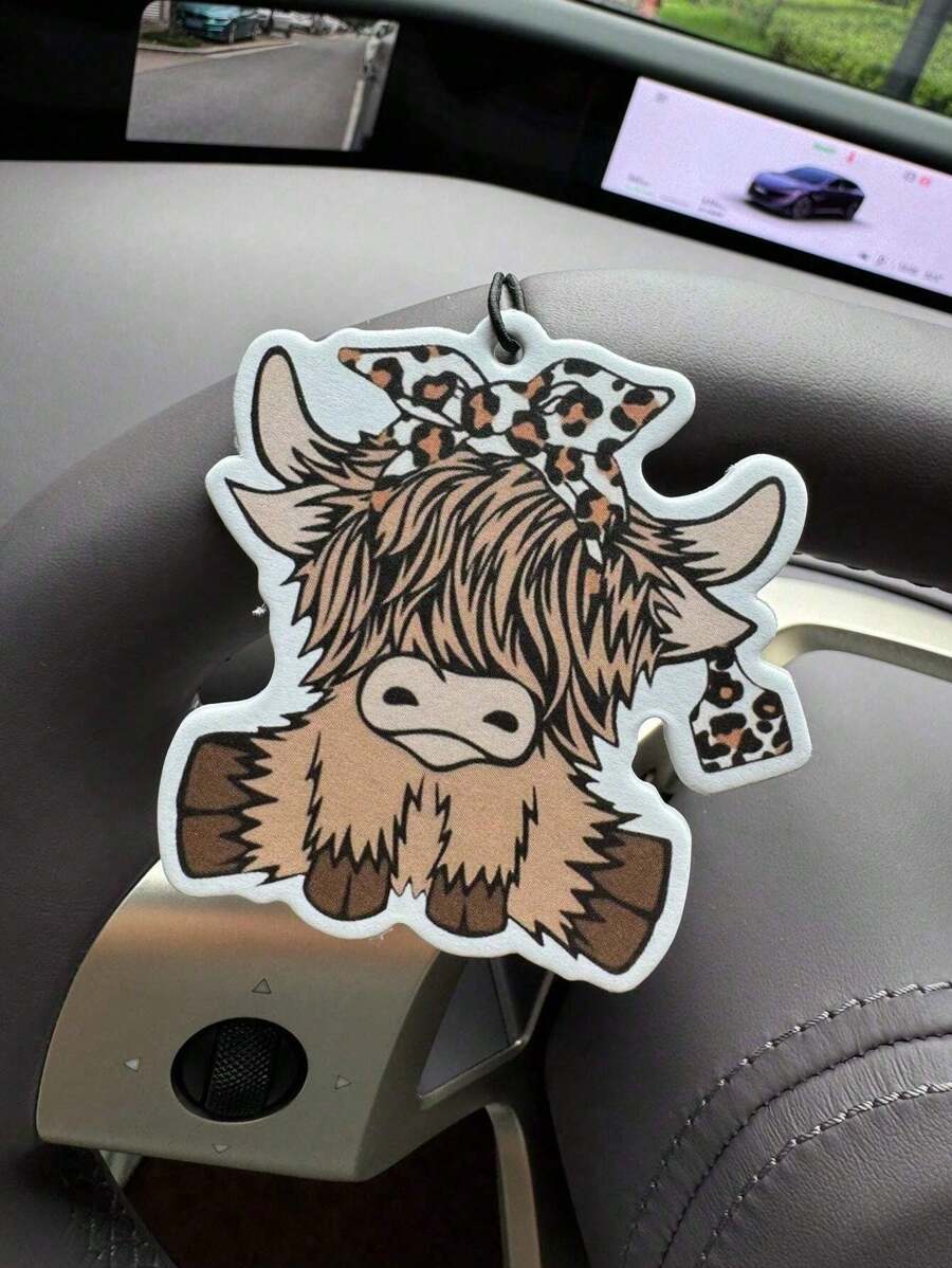 漫画風ハイランドカウ車用芳香剤、バックミラーインテリア用吊り - Car Air Freshener のレビューと価格