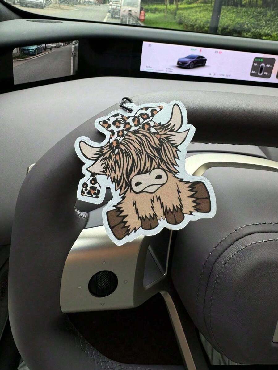 漫画風ハイランドカウ車用芳香剤、バックミラーインテリア用吊り - Car Air Freshener のレビューと価格