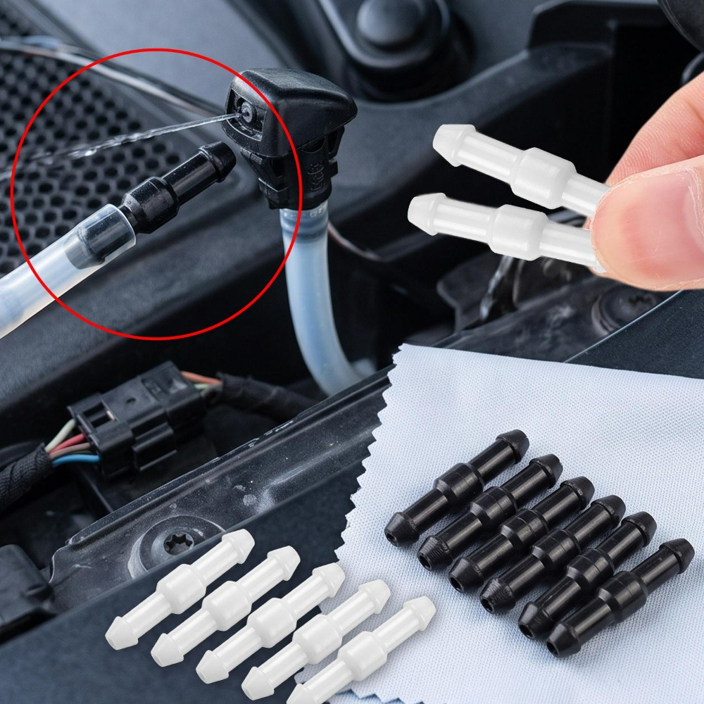黒+白ストレートコネクタ車のフロントガラススプレーノズルホー - Car Wiper のレビューと価格