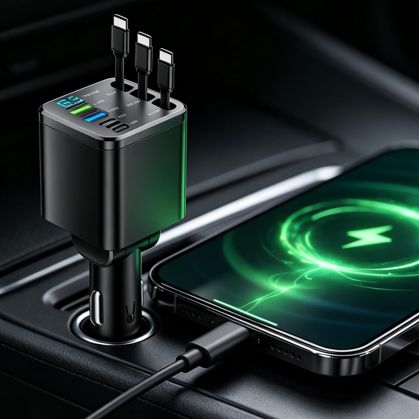 車載用102W急速充電対応、スマートディスプレイ付き、伸縮式 - Car Charger のレビューと価格