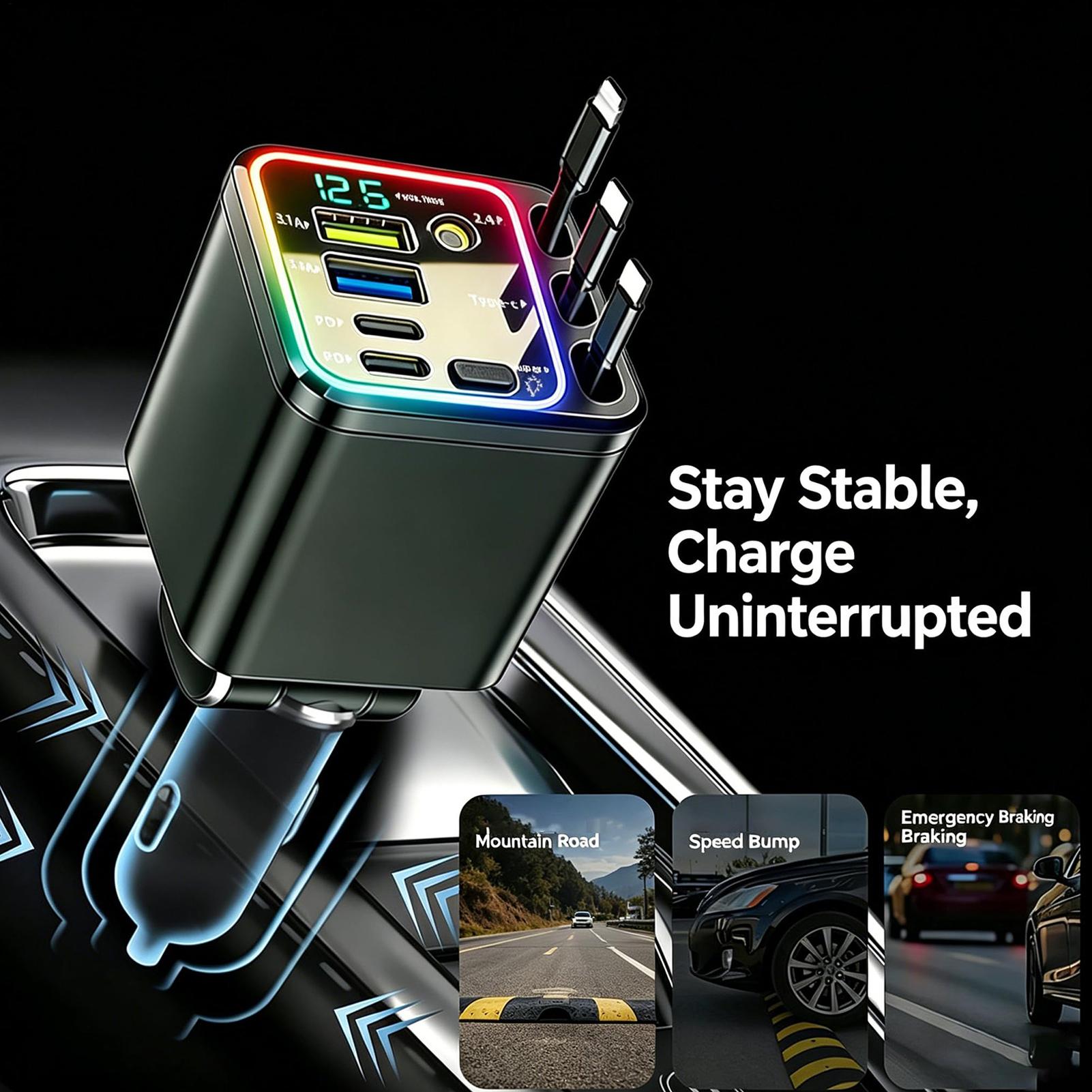 車載用102W急速充電対応、スマートディスプレイ付き、伸縮式 - Car Charger のレビューと価格