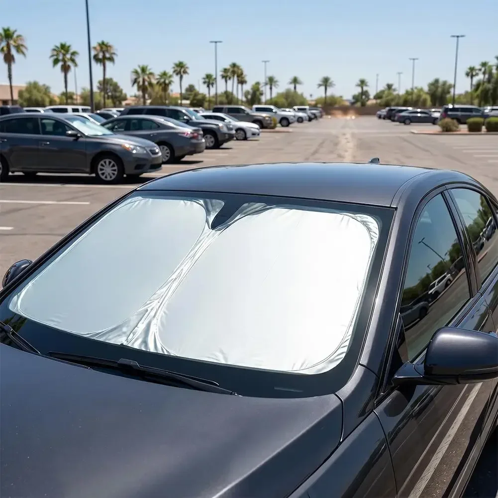 車用サンシェード フロントウィンドシールド チタンシルバー  - Windshield Sun Shade のレビューと価格