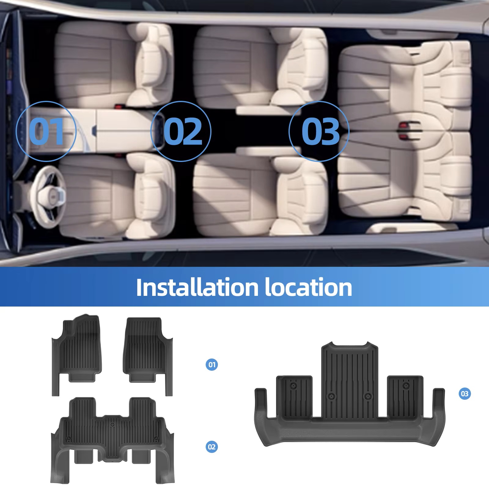 テスラ モデルY L 6人乗り 2025-2026年式 車用 - Car Floor Mat のレビューと価格