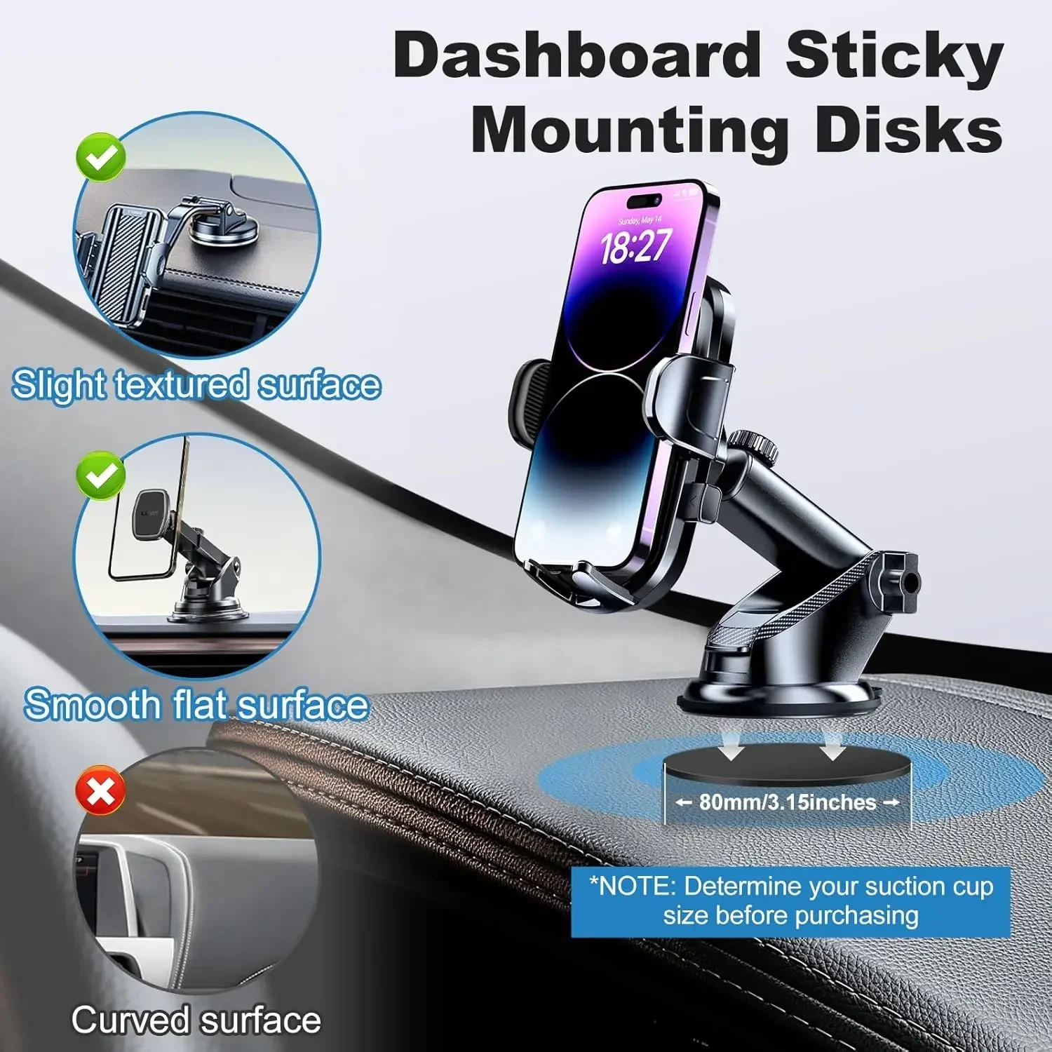 ユニバーサルダッシュボード粘着パッドセット、吸盤グリップカー - Car Phone Holder のレビューと価格