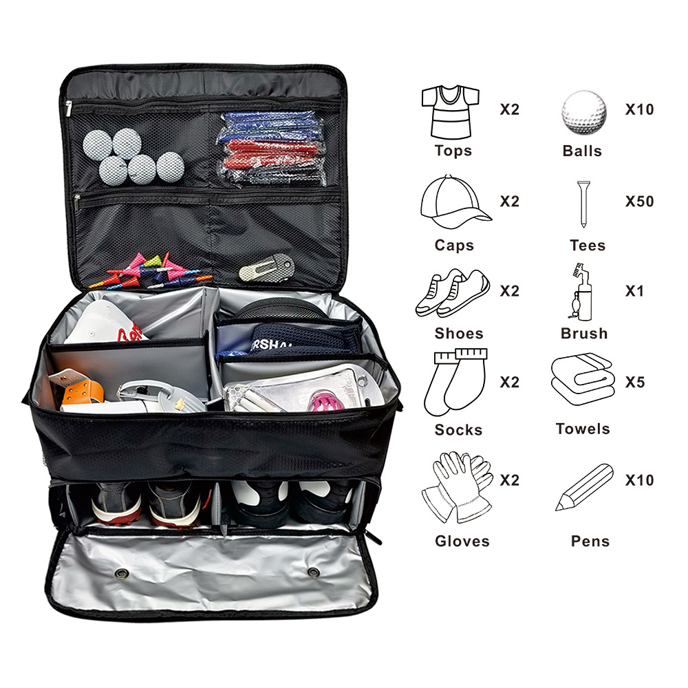 ゴルフ用トランクオーガナイザー。2足の靴を収納できる独立した - Car Organizer のレビューと価格