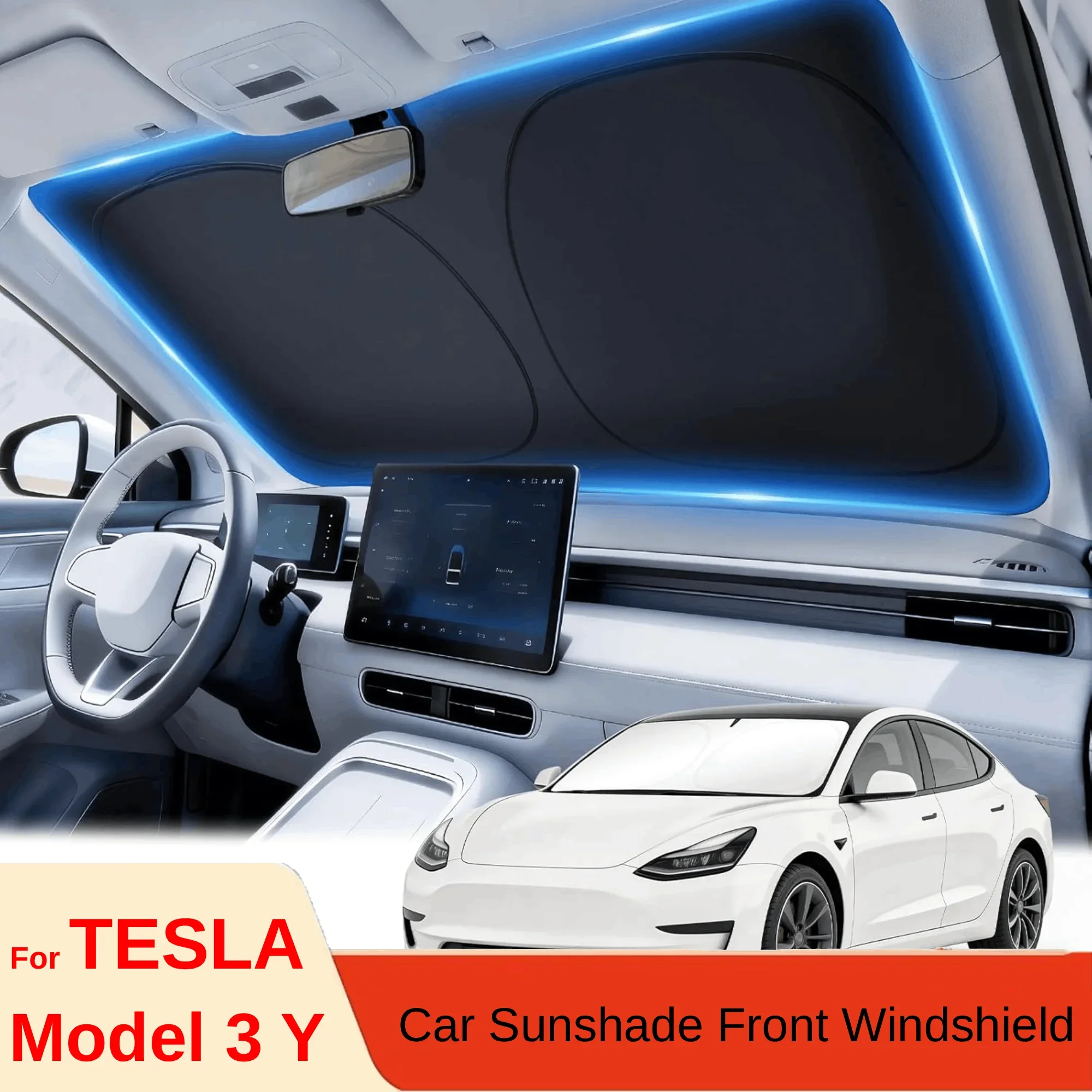 テスラモデル Y ジュニパー車のフロントガラスサンシェードカ - Windshield Sun Shade のレビューと価格