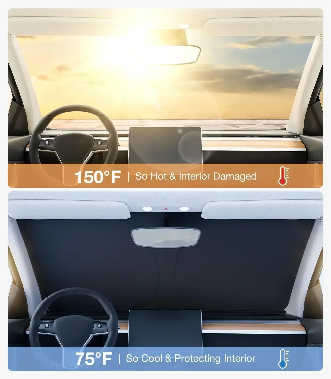 テスラモデル Y ジュニパー車のフロントガラスサンシェードカ - Windshield Sun Shade のレビューと価格